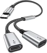 MOGOOD USB Y Splitter Cable USB C to USB C Female Adapter (Not for Monitor) USB C Male to 2 USB C Female Cable Converter Double USB C Port Hub USB C Split Adapter for Laptop