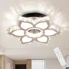 13.4" Modern Crystal Chandelier LED Remote Control Dimmable Crystal Flower Shape