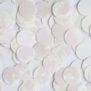 Round Sequin Paillettes 15mm Top Hole White Iris Rainbow Embosssed Swirl Texture