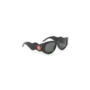 [Casablanca] Casablanca-Black Metal Oval Wave Acetate Sunglasses-Uomo OS OS