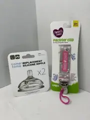 ComoTomo Silicone Replacement nipples And Pacifier Clip For Girl