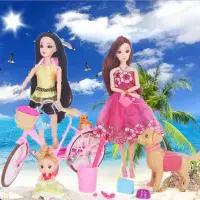 在飛比找蝦皮購物優惠-現貨 換裝芭比娃娃女孩公主玩具生日禮物芭比腳踏車單車玩具