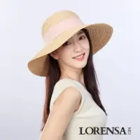 在飛比找momo購物網優惠-【Lorensa 蘿芮】拉菲亞草粉紅飾帶遮陽草帽