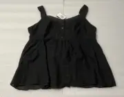 Torrid Black Babydoll Cotton Window Pane Button Front Tank Top Size 2X
