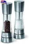 Salt and Pepper Mill Set Grinder Stainless Steel Acrylic Adjustable 190mm Gift