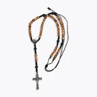 在飛比找蝦皮購物優惠-天主教聖物以色列進口(橄欖木珠5mm)掛飾念珠項鍊黑瑪瑙十字