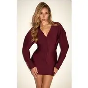 Burgundy Tailored Hook And Eye Cardigan, Burgundy