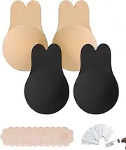 [ASDIIT] 2 Pairs Sticky Bra Push up Backless Bras for Women Strapless Bras Reusable Silicone Adhesive Bra for Summer Beach Party Wedding Everyday Wear