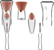 Travel Makeup Brush Set, 3 in 1 Portable Makeup Brushes - Shader Brush, Contour & Blush Brush, Sponge Brush Multi-foundational Makeup Brush for Travel & Party Use (A)