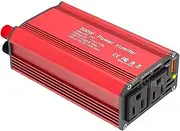 300W Power Inverter 12V DC to AC Automotive Conversion Power Supply QC3.0 with PD65W USB-C Charging Port 18W QC USB A Fast Charging Ports ligent Cooling Fan for Laptop Computer Light Red
