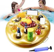 Floating Cup Holder Tray | Floating 9-Hole Cup Holder,Gold Floating Tray, Portable Drink Floats for Swimming, Hot Tub, Beach