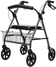 Walker,Rollator Walker Folding Mobility Rolling Walker with Handbrake Aluminum Rollator Walker with Seat Adjustable Armrest Lightweight Walker for Seniors Little Surprise