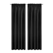 Blockout Curtains 2pcs 137x160cm PINCH PLEAT Blackout High Level Fabric Black