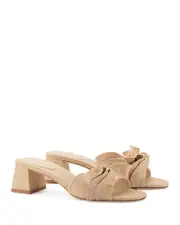 Larroude Women's Brigitte Ruffle Slip On High Heel Sandals