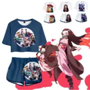 Women Girls Demon Slayer: Kimetsu no Yaiba Nezuko Kamado T-Shirt + Shorts Outfit