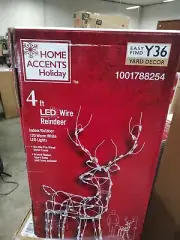 Home Accents Holiday 52 in. White Wire Warm White LED Reindeer