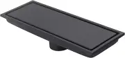 12 Inch Black Linear Shower Drain Pipe with Tile Insert Grille, Detachable Hidde
