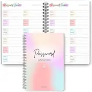 Password Logbook with Alphabetical Tabs - Password Organizer Journal Notebook - A5 Pastel Rainbow