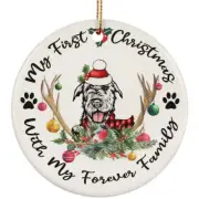 My First Christmas Irish Wolfhound Dog With Deer Anlters Ornament Gift Decor