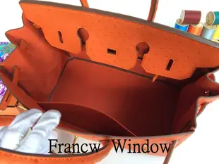 France Window 愛瑪仕 柏金包 Hermes Birkin 35 橘色 鴕鳥皮 金扣