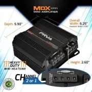 PRV MDX1200.2 1 Ohm Mini 2 Channel 2x 600 Watts Amp Compact Car Audio Amplifier