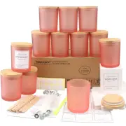 12 Pack 7oz Glass Candle Jars with Bamboo Lids for Candle Making Soy Wax