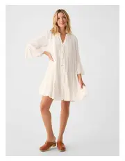 [Faherty] Dream Cotton Gauze Kasey Dress in White