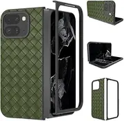 [Jarttarn] Case for Google Pixel 9 Pro Fold (2024),Woven Texture Ultra-Thin Phone Case,Compatible with Wireless Charging,Anti-Fall Shockproof Protective Cover (Dark Green)