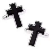 Black Cross Cufflinks Religious Mens Gift Formal Shirt Business Accessory