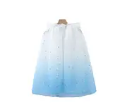 Girl's Princess White Blue Cape Shiny Glitter Sparkling Mesh Cape