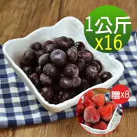 在飛比找momo購物網優惠-【幸美生技】美國原裝鮮凍藍莓1kgx16包加贈草莓1kgx8