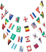 BESPORTBLE Football Cup 32-nation Flag String Banner Polyester Decorative Flag Bunting for Room Teen Sports Dec