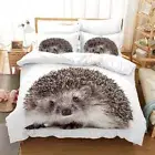 King Size Duvet Cover Gray Hedgehog Duvet Cover with Zipper Closure Bedding for