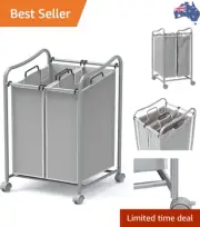 2-Bag Heavy Duty Rolling Laundry Sorter Cart, Grey