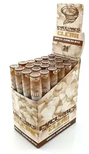 Box of 24 Cyclone White Chocolate Clear Pre-Rolled Cones Cigarette Flavoured