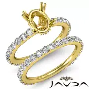 Diamond Engagement Half Eternity Ring Oval Bridal Settings 14k Gold Yellow 1.5Ct
