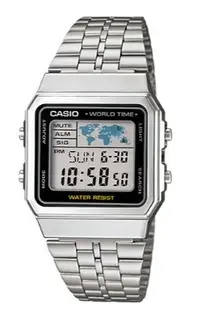 在飛比找Yahoo!奇摩拍賣優惠-【萬錶行】CASIO 世界地圖復古風電子錶款 A500WA-