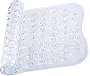 Shower Bath Mat Non Slip Anti Mould & Mildew with Strong Suction Cups Grip and Drain Holes Soft Rubber Shower Mats - PVC Bathroom Mat Machine Washable (100x40cm, White)