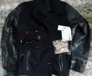NWT/NEW ARJK00017 Black Roxy Backstage Pea Coat/Jacket + Bonus Gift $105+V-SZ.=M