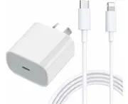 iPhone Fast Charger 20W Type-C PD Wall Charger with 2m/6FT Cable Compatible with iPhone 14/13/12/11 Pro XS Max iPad AirPods