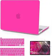 Anban Compatible with MacBook Pro 13 inch Case 2025 2024 2023 M2, 2022-2016 M1 A2338 A2251 A2289 A2159 A1989 A1708 A1706, Plastic Laptop Hard Shell Case +Keyboard Cover +Screen Protector, Hot Pink