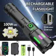 990000 Lms LED Flashlight Rechargeable Strong Light Torch Lamp IPX4 for Camping