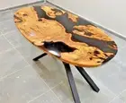 Oval Shape Coffee, Dinning Table Top Handmade Epoxy Resin Accacia Wood Custom