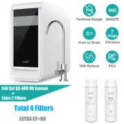 SimPure Q3-600GPD Reverse Osmosis Tankless RO Water Filtration System +2* Filter