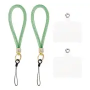 2 Pcs Phone Lanyard, Nylon Detachable Wrist Strap with Phone Patches, Green