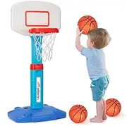 [LACCHOUFEE] Kids Basketball Hoop with 3 Balls, Adjustable Mini Basketball Goal, Indoor Outdoor Toys for Toddlers 1-3, Kids Basketball Hoop with 3 Balls, Age 1 and Up