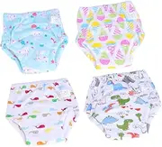 [ERINGOGO] 4pcs Reusable Nappies Potty Training Underwear Nappy Underwear Baby Cloth Diaper Nighttime Pants Absorbent Arm Rest Foam Toddler Potty Gauze Diapers Newborn