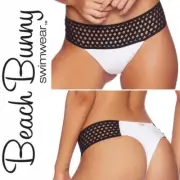 Beach Bunny Hayden Skimpy Bikini Bottom Cheeky Tango XS NWT White Black B18110B1