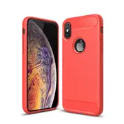 MCC Slim iPhone Xs Max Shockproof Soft Carbon Case Cover Apple Skin XsMax [Red]