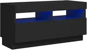 vidaXL TV Cabinet with LED Lights Entertainment Centre TV Stand Unit HiFi Cabinet Home Indoor Living Room Furniture Black 80x35x40 cm